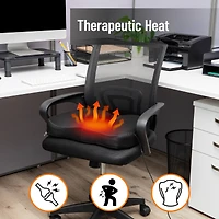 Mind Reader Heated Memory Foam Seat Cushion, Air-Cloud Technology, Coccyx & Hip Pain Relief with 4 Heat Settings, Timer & Auto Shut-Off, Black