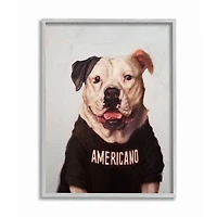 Stupell Industries American Bulldog in Americano T-Shirt Wall Art in Gray Frame