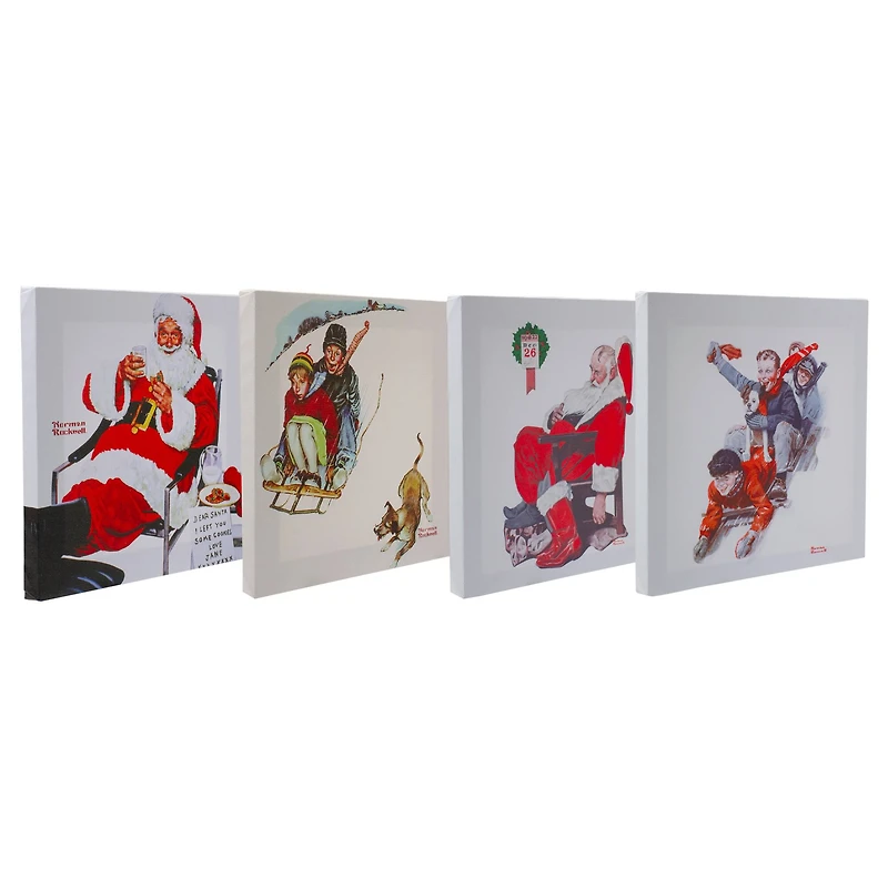 Norman Rockwell Classic Christmas Scene Canvas Prints Set, 4ct.