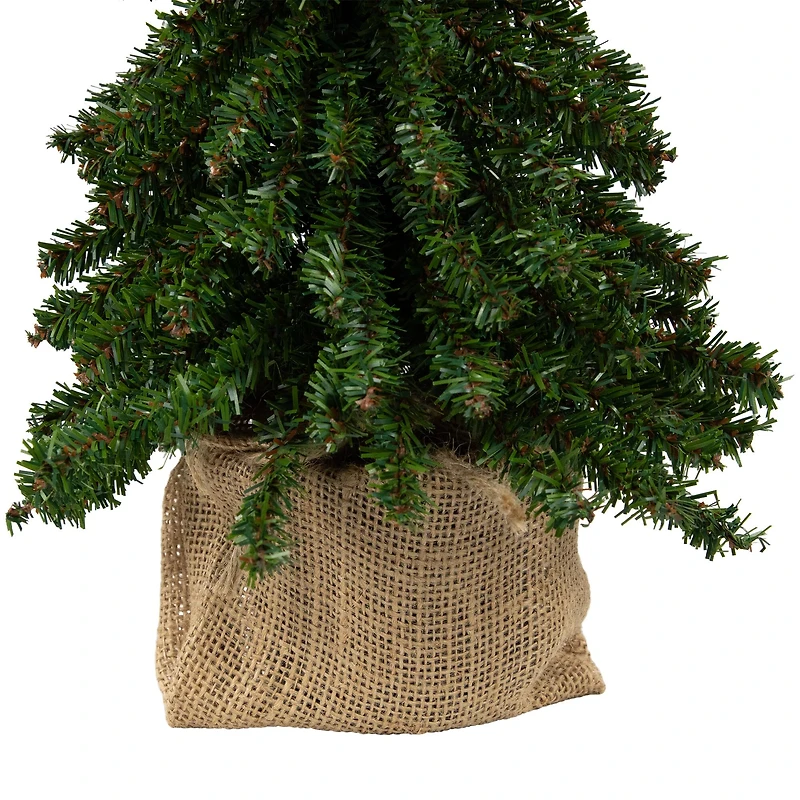 15" Unlit Downswept Village Pine Artificial Christmas Tree in Burlap Base