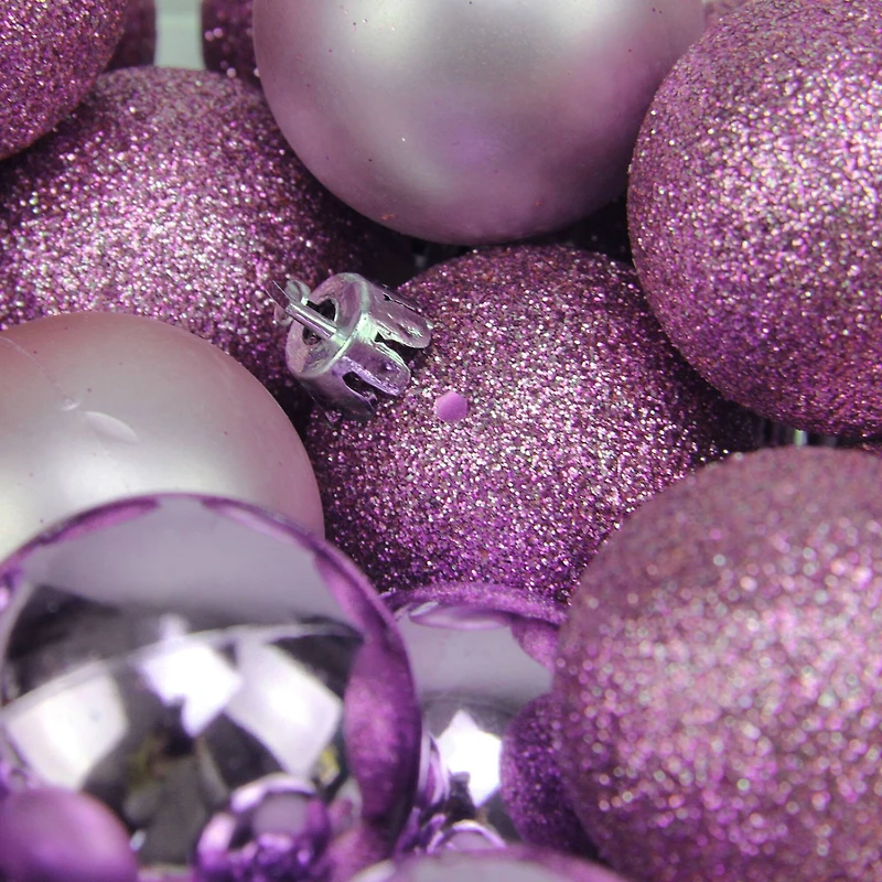 96ct. 1.5" Purple Shatterproof Plastic Ball Ornaments