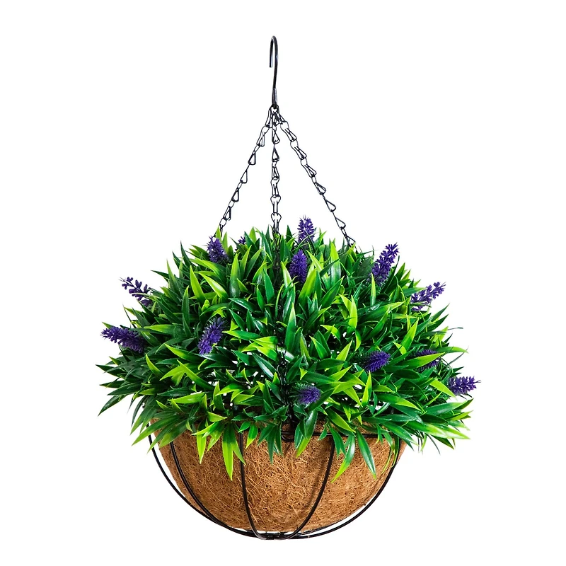 18in. UV Resistant Artificial Lavender Hanging Basket (Indoor/Outdoor)