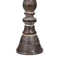 Dark Brown Wood Candle Holder Set