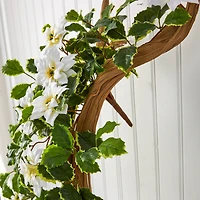 30” Real Touch Poinsettia and Variegated Holly Artificial Plant Set