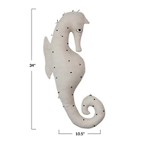 Hello Honey® White Cotton & Linen Seahorse-Shaped Pillow