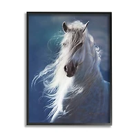 Stupell Industries White Horse with Long Mane Wild Equestrian Portrait in Frame Wall Art