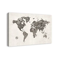 Floral Map 30" x 20" Canvas Wall Art