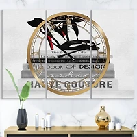 Designart Fashionista Reads III Fashion 3 Panel Large Wall Clock