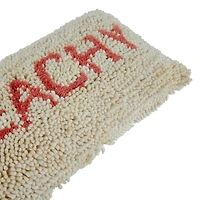 Hello Honey® Cream & Red "Peachy" Tufted Wool & Cotton Lumbar Pillow