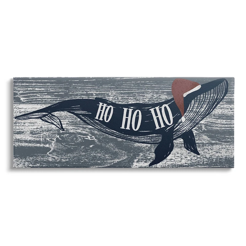 Stupell Industries Ho Ho Ho Christmas Santa Whale Canvas Wall Art