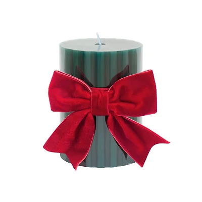 Green with Red Bow Balsam Forest Scented Pillar Candle by Ashland