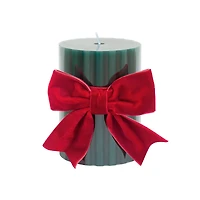 Green with Red Bow Balsam Forest Scented Pillar Candle by Ashland