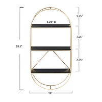 Hello Honey® Metal & Wood Gold Oval Wall Shelf