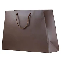 JAM Paper Matte Chocolate Brown Trapezoid Gift Bags with Rope Handles, 100ct.