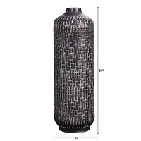 21" Embossed Metal Cylinder Vase