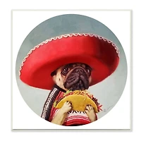 Stupell Industries Pug in Sombrero with Taco Wooden Wall Plaque