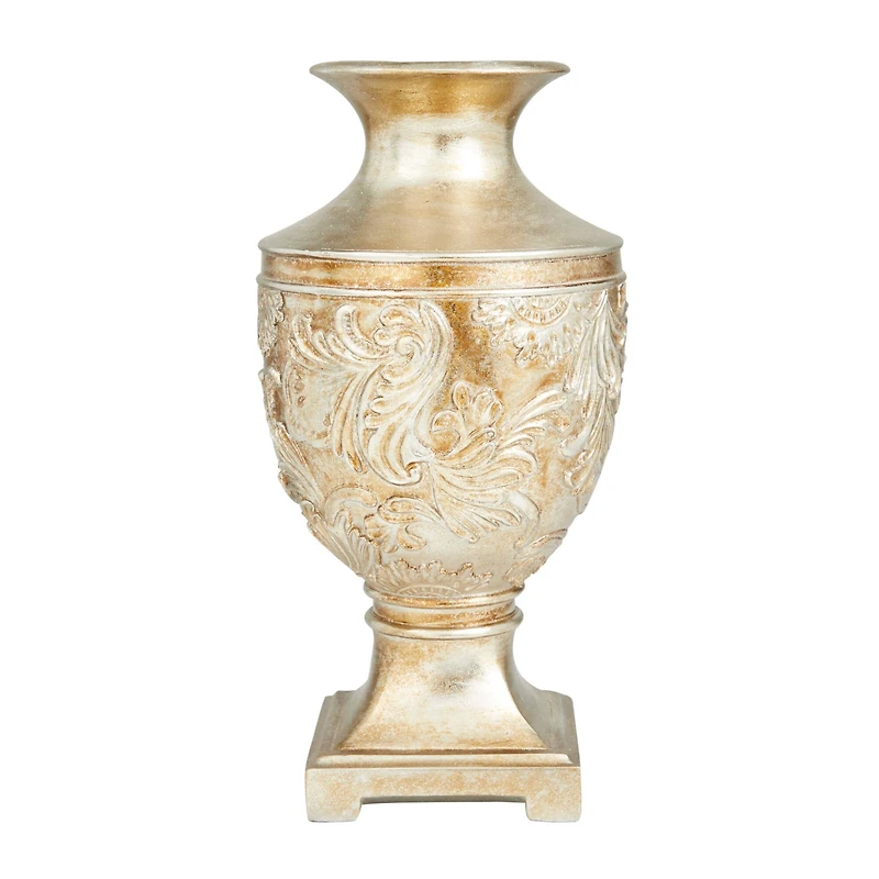 Gold Polystone Traditional Vase, 7" x 7" x 7"