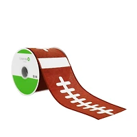 2.5" x 6.6yd. Football Wired Faux Linen Ribbon by Celebrate It™ Tailgate