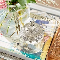 Clear Glass Decorative Jar Set with Silver Lids