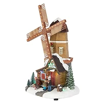 LED Lighted Animated and Musical Windmill Christmas Village Display Decoration - 13.25"