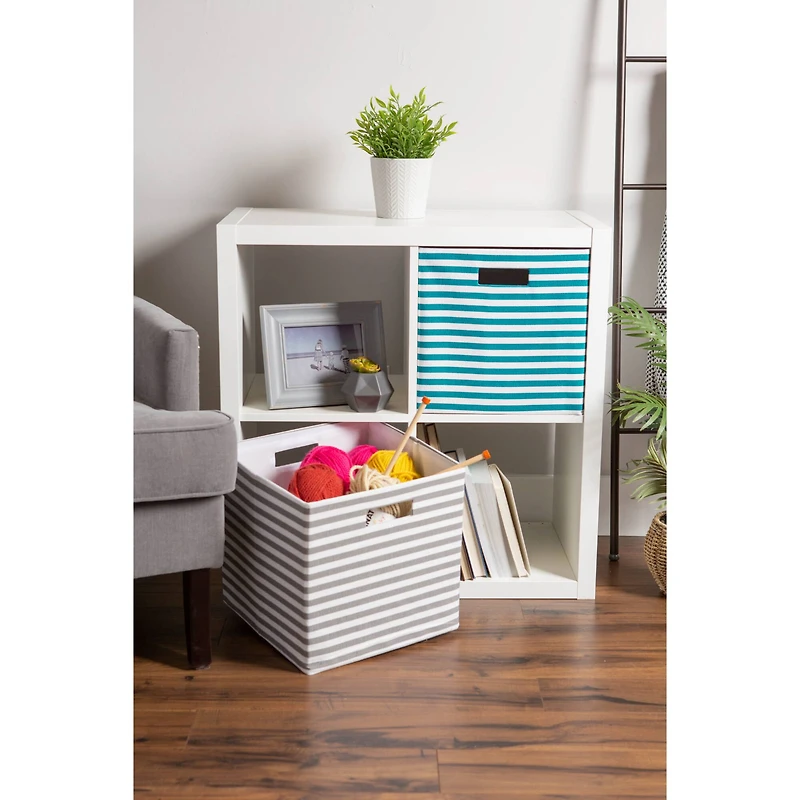 DII® Square Teal Pinstripe Polyester Cube