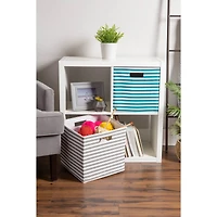 DII® Square Teal Pinstripe Polyester Cube