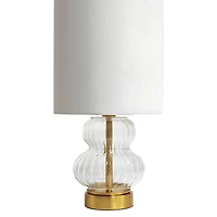17.5" Gold & Clear Fluted Glass Tabletop Lamp with White Shade by Ashland®