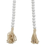 White Wood Bohemian Bead Garland 80" x 1" x 1"