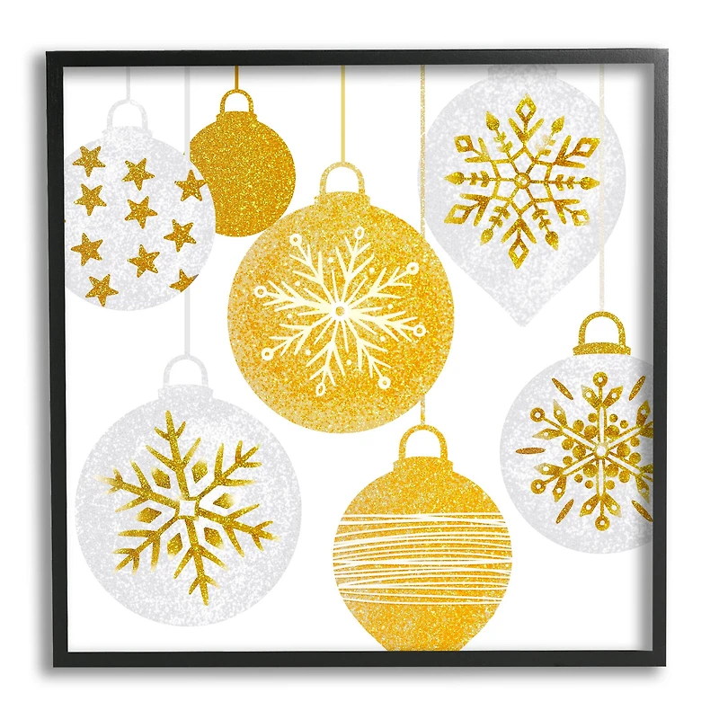 Stupell Industries Glimmering Hanging Christmas Baubles Framed Giclee Art