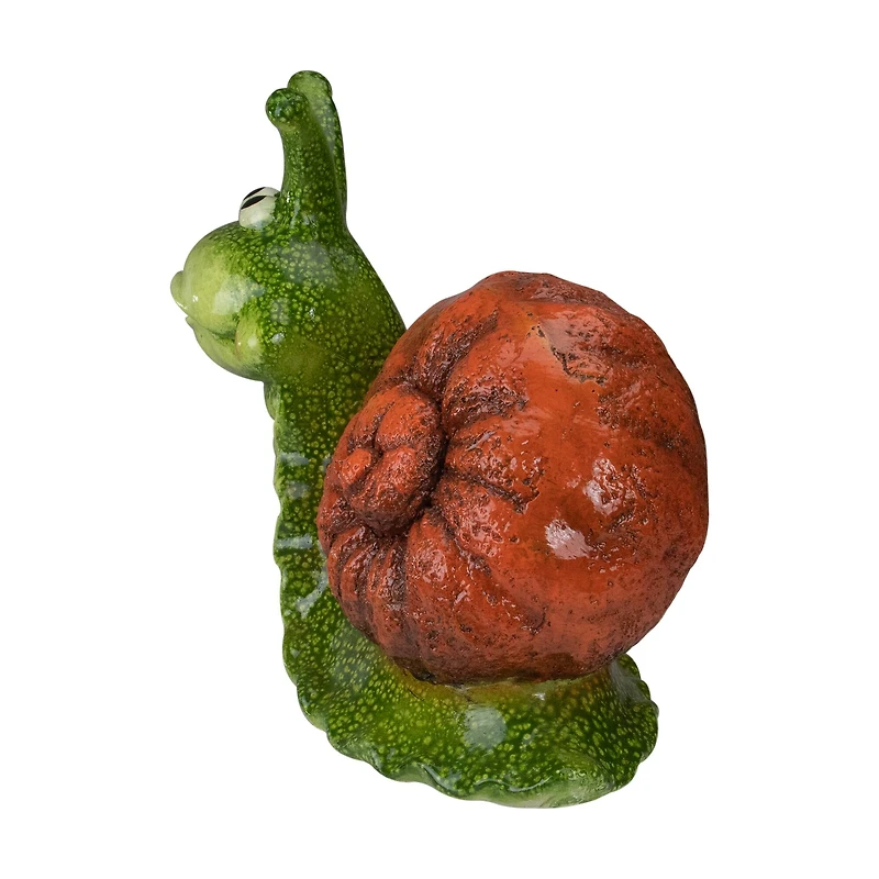 13.5" Green & Brown Snail Outdoor Garden Statue
