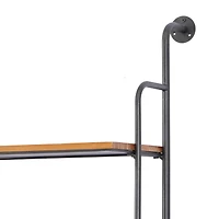 Brown Iron Industrial Wall Shelf, 71" x 23" x 12"