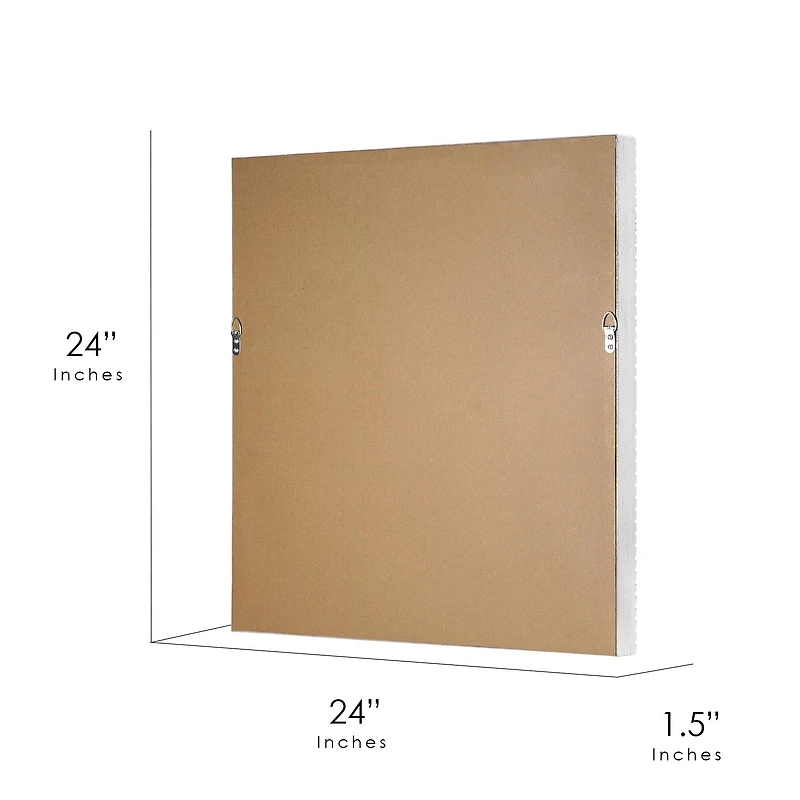 American Art Decor Carved Recollections Box Top Carved Mirror in Distressed White - 24" x 24"