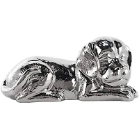 10" Silver Ceramic Laying Dog Sculpture