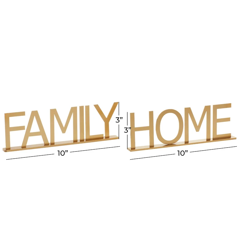 10" Gold Metal Family & Home Tabletop Sign Set