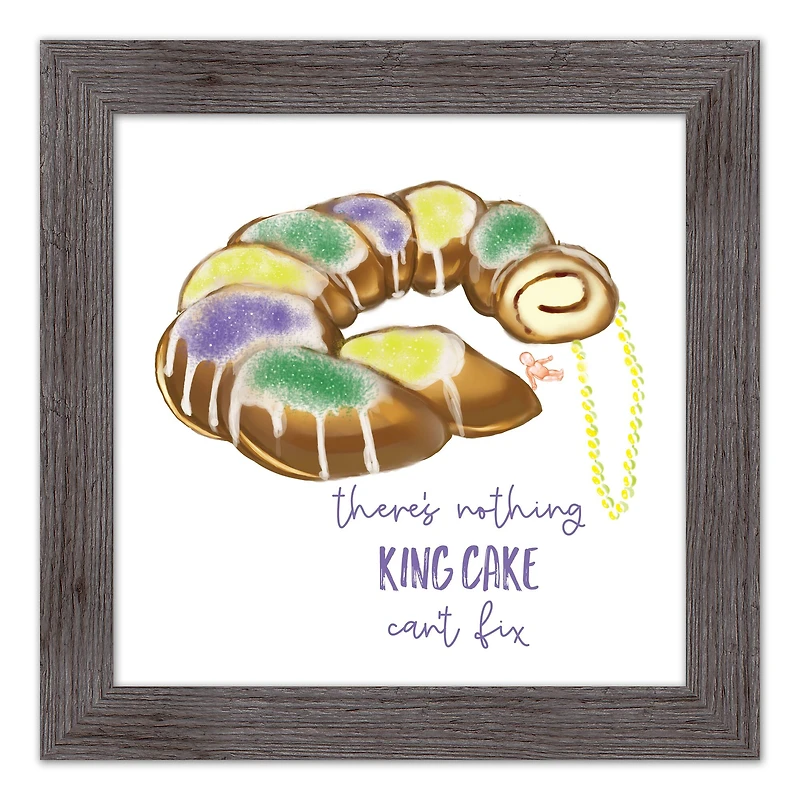 Nothing King Cake Can't Fix Western Gray Framed Print