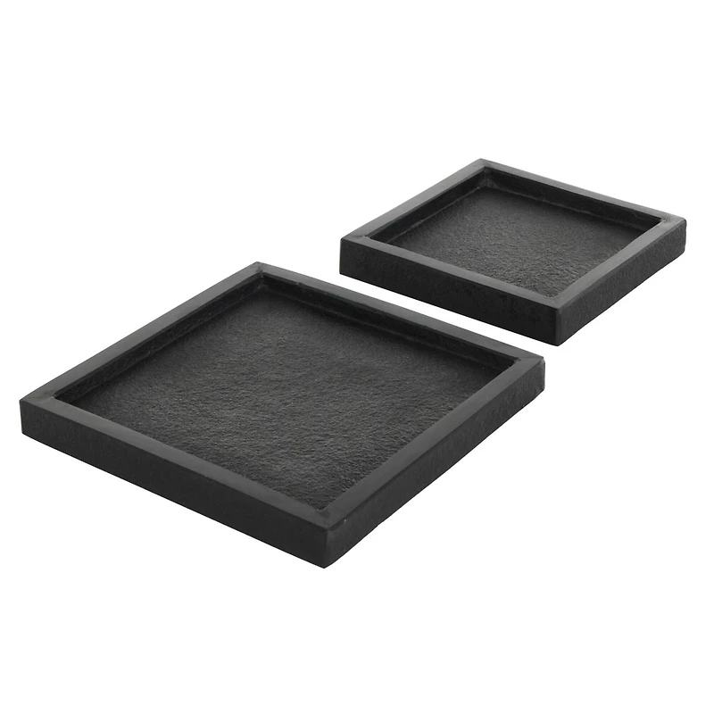 Black Marble Minimalistic Textured Square Trays, 2ct.