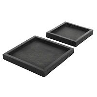 Black Marble Minimalistic Textured Square Trays, 2ct.