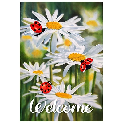 Welcome Ladybug & Daisy Outdoor Garden Flag