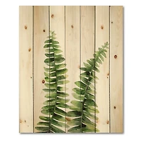 Designart - Fern Plant In Greenbotanical Detail - Tropical Print on Natural Pine Wood
