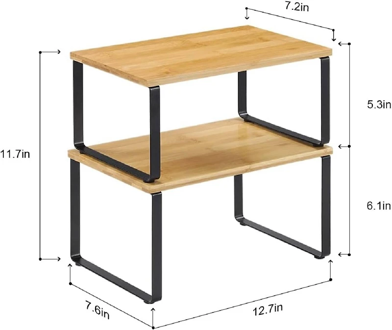 NEX™ Black & Natural Bamboo Cabinet and Counter Shelf Organizer, 4ct.