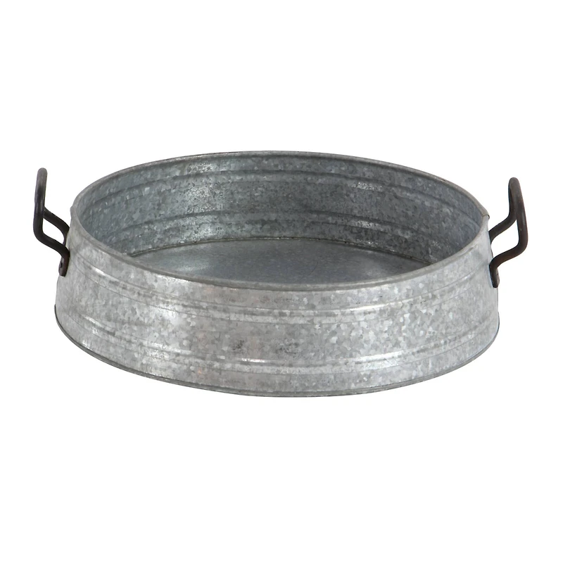 Set of 3" Grey Metal Farmhouse Tray, 18", 16", 14"