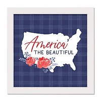 America the Beautiful Plaid White Framed Canvas