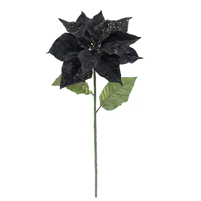 27" Black Glitter Poinsettia Stem by Ashland®
