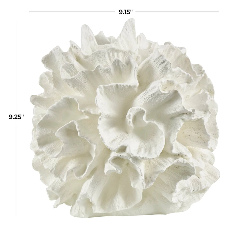 9" Cream Resin Coral Textured Sculpture