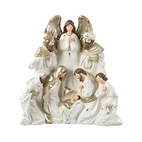 Glitzhome® 13" Ivory & Gold Resin Nativity Figurine