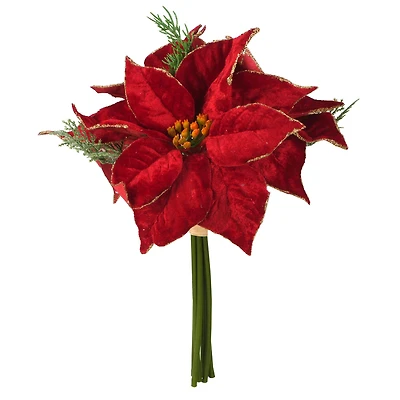 14" Red Poinsettia & Pine Bouquet by Ashland®