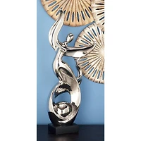 25" Silver Ceramic Modern Twist Sculpture