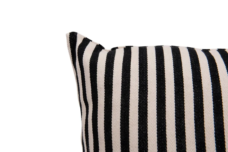 Hello Honey® Black and Cream Woven Cotton Striped Pillow