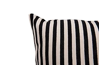 Hello Honey® Black and Cream Woven Cotton Striped Pillow