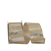 JAM Paper 2.5" x 10yd. Gold & Silver Duo Wired Glitter Bar Ribbon